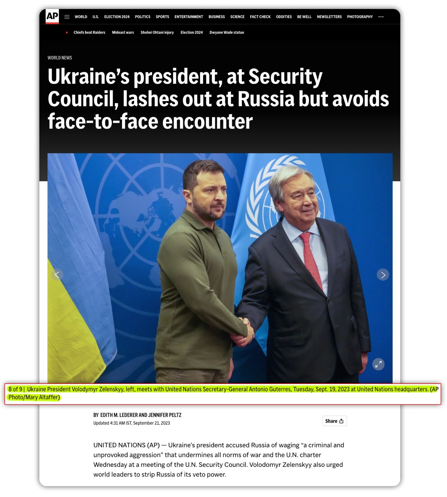 Fact Check Did Zelenskyy refuse to shake hands with UN Secretary